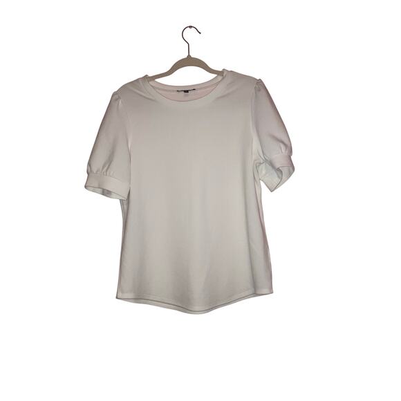 Adrianna Papell white poofy sleeve top size medium - Picture 1 of 5